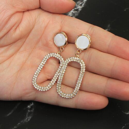 Seashell Clip On Earrings Hoop Rhinestones Pendant Woman Non Piercing Clipon Earings Simple Bohemian Jewelry For Women Ladies