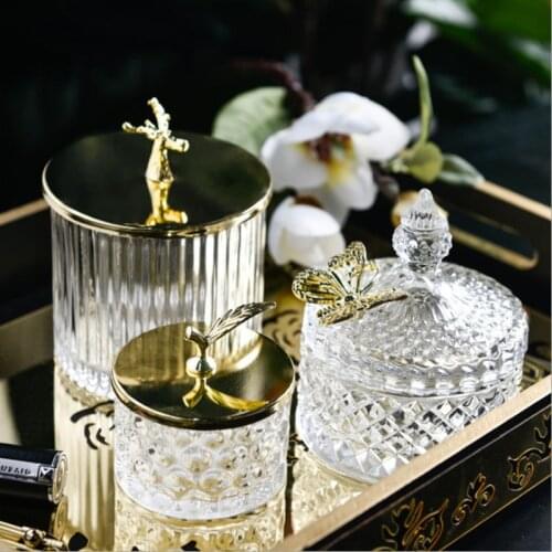 Glass Storage Jars with Lid Spices Candy Jar Coffee Can Tank Wedding Ring Earrings Necklace Jewelry Organizer Trinket Box Gifts