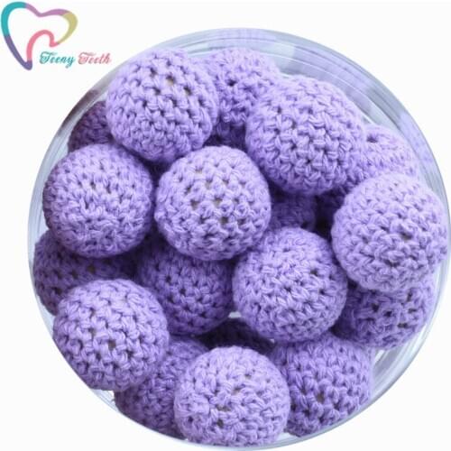 10 PCS Lavender 16-20MM Teething Beads Jewelry Chunky Wooden Crochet Beads Nursing Toy Teething Crochet Wood Beads With Crochet