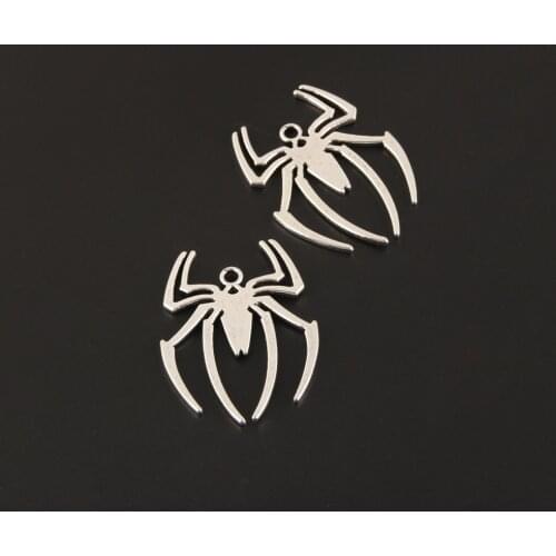 10pcs Silver Color Halloween Charms Spider Animal Pendant Craft Supplies Pendants For DIY Craft Making Accessorie