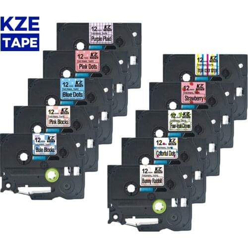 12mm*5m Multicolor lovely Laminated Label Tape Bright-Colored label ribbon tze tape for P-touch kze-PD31