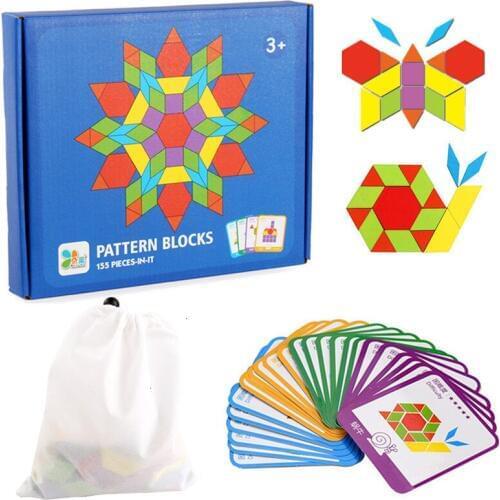 155PCS DIY Wooden Puzzle Jigsaw Building Developing Toys For Children Creative Shape Cognition Early Learning Educational Toys