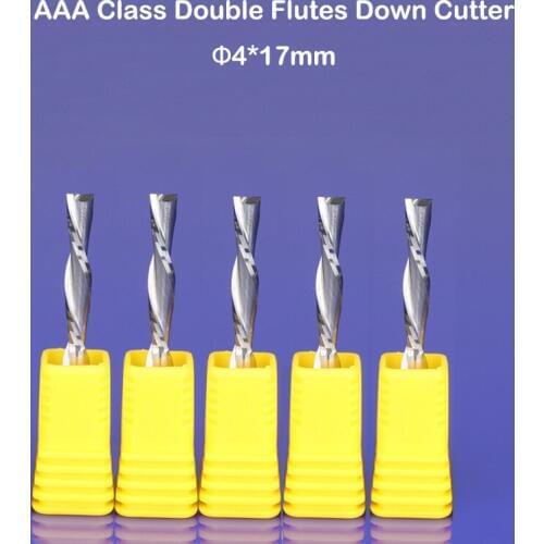 3pc 4x17mm Two flute down-cut spiral cnc router down cutter endmills