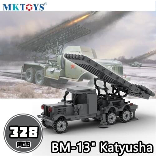 328pcs BM-13 Katyusha Battle Vehicle Building Blocks WW2 Military Technical BM-24 Rocket Launcher Car Bricks Army Model Toys