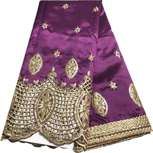 5 Yards Sequins Wedding Party Lady Embroideried Purple George Lace Fabric African Style Smooth Silk Mesh Material KRL-91825
