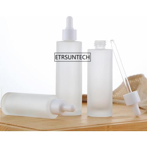 50pcs 20/30/40/50ml Frosted Glass Bottle White Pipette Dropper Essential Oil Bottles Cosmetic Essence Bottle F3484