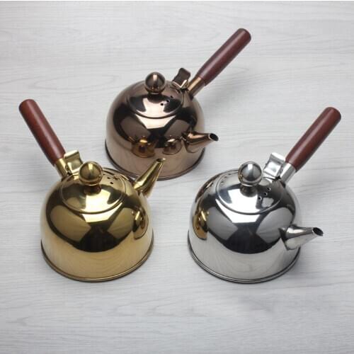 500Ml Single Handle Water Kettle Induction Turk Samll Coffee Milk Tea Pot 304 Stainless Steel Outdoor Water Boiler Drinkware Gas