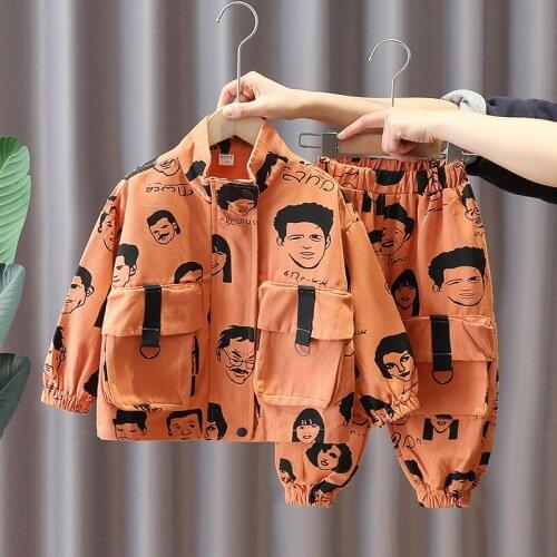 2021 Handsome Boy Kids Coat Avatar Tooling Design Suit Windbreaker Jacket 2pcs/set Clothing Set Fashion Spring NEW ARRIVE