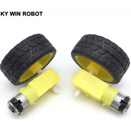 Free shiping !!! 2Lot/package Deceleration DC motor + supporting wheels smart car chassis, motor / robot car wheels for arduino