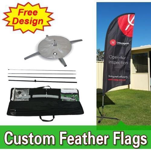 Free Design Free Shipping Double Sided Flags Cross Base Cheap Wind Banner Flags Feather Flag Banners