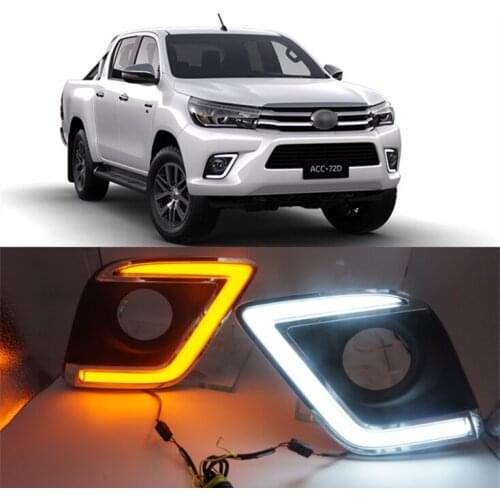 Free shipping ! 12V 6000k LED DRL Daytime running light for Toyota Hilux Revo VIGO 2015 2016 fog lamp frame Fog lights