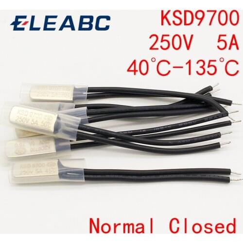 2PCS KSD9700 250V 5A Bimetal Disc Temperature Switch N/C Thermostat Thermal Protector 40~135 degree centigrade