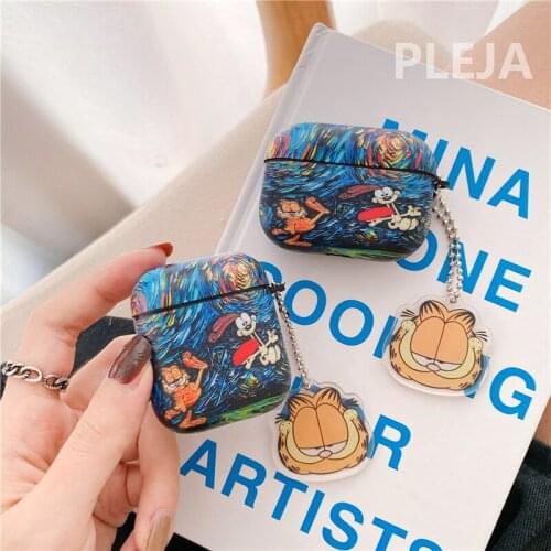 Art Oil Painting Cartoon Cat Earphone Cases For Apple Airpods 1 2 Cover Cute Silicone Headphones Case Box For airpods Pro Funda