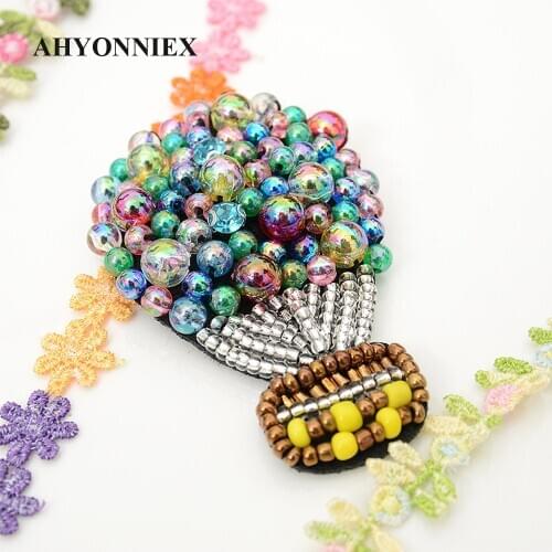 AHYONNIEX 1 Piece Colorful Balloon Beads Rhinestones Patches Sew On Beading Applique Clothes Shoes Bags Decoration Patch DIY