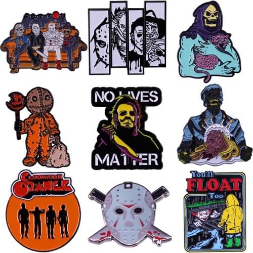 DZ1569 Horror Movie Collection Enamel Lapel Pin Badge Pins Hats Clothes Backpack Decoration Jewelry Gifts for Friends