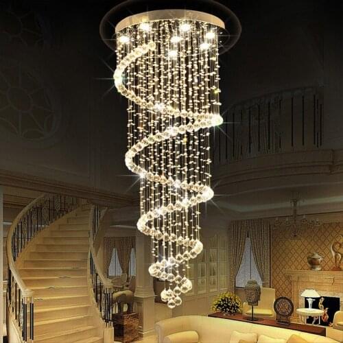Staircase crystal chandelier villa living room hotel lobby luxury modern minimalist crystal LED chandelier new