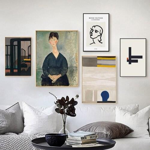 Classical Famous Works Amedeo Modigliani Matisse Painting Vintage Abstract Poster Wall Art Canvas Prints for Living Room Cuadros