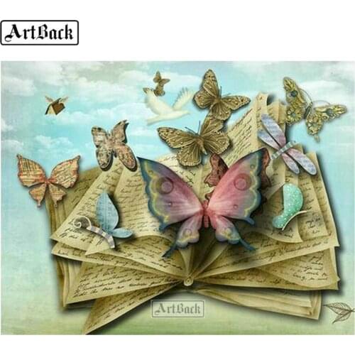 ARTBACK 5d diy diamond painting book butterfly landscape diamond mosaic full square & round 3d diamond embroidery crafts