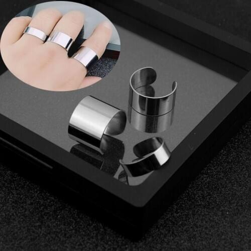 Smooth Stainless Steel Rings Trendy Knuckle 15mm Wide Adjustable Open Ring for Women Men Party Accessory for friend