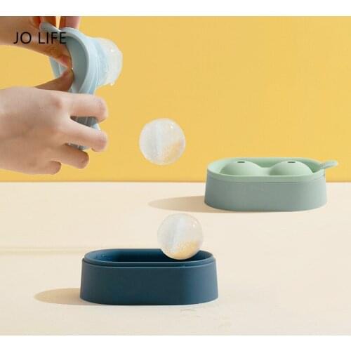 JO LIFE 2Grid Round Ball Ice Cube Mold Cocktail Silicone Ice Hockey Tray DIY Ice Ball Maker Kitchen Gadgets