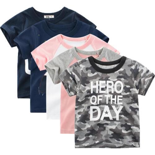 Boys Girls Summer T-shirt Cartoon Short Sleeve Clothes 2-7 Years Children Cotton Shark Clothing Cute Tops Tees Cascul Underwear