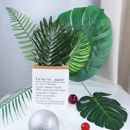 LuanQI 6Pcs Large Artificial Monstera Leaves Tropical Palm Tree Leaves for Wedding Home Garden Office Photography Decoration