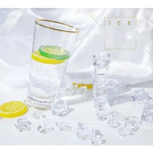 Multicolor Reusable Clear Fake Ice Cubes Artificial Acrylic Crystal Cubes Whisky Drink Display Photo Props Wedding Party Decor