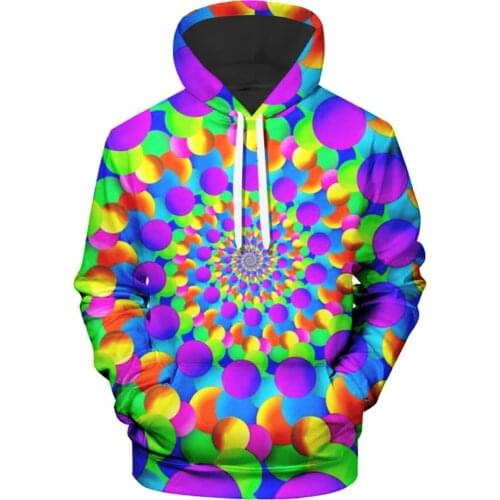 MENS Personality and Creativity 3D Color Vortex Fleece Hooded Fashion and Comfortable Printing