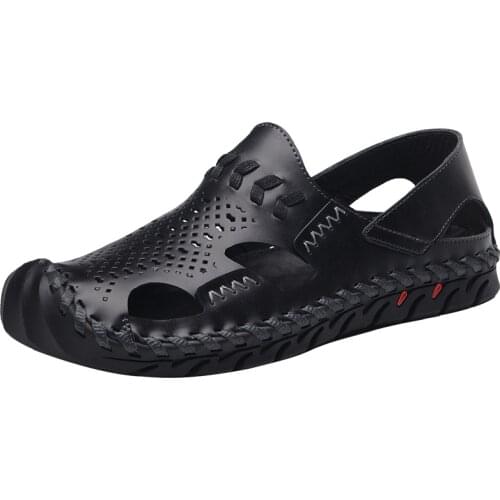 Oversized mens leather sandals mens summer shoes classic comfortable beach sandals Мужская повседневная обувь сандали At Par 1