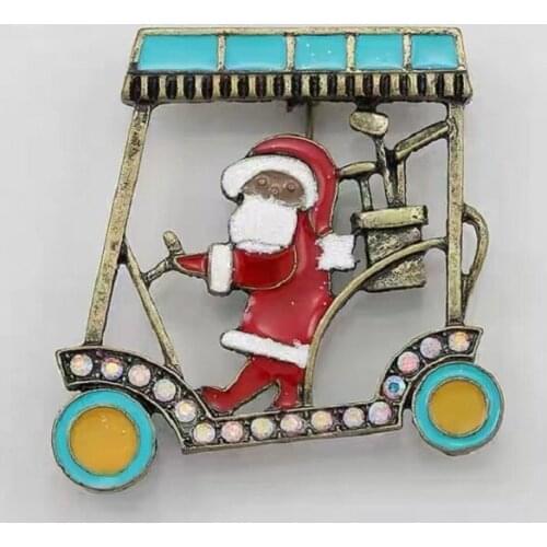 Santa Claus delivery truck drop glaze set diamond fall/winter new sweater Cardigan coat trench coat fashion all match brooch