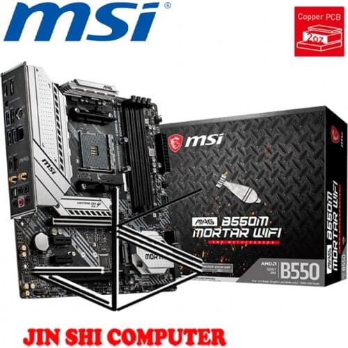 NEW MSI MAG B550M MORTAR WIFI Supports AMD Ryzen SOCKET AM4 Supports DDR4 Memory, up to 4400+(OC) MHz PCIe 4.0 with M.2