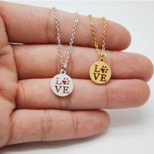 Pet Dog Paw Necklace Animal Simple Fashion Letter Stainless Steel Pendant Necklaces For Women