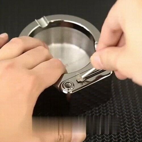 Metal Ashtray with Lighter Ten Thousand Times Match Office Fashion Ashtray Funny Portable for Home Desk Weed Accessories