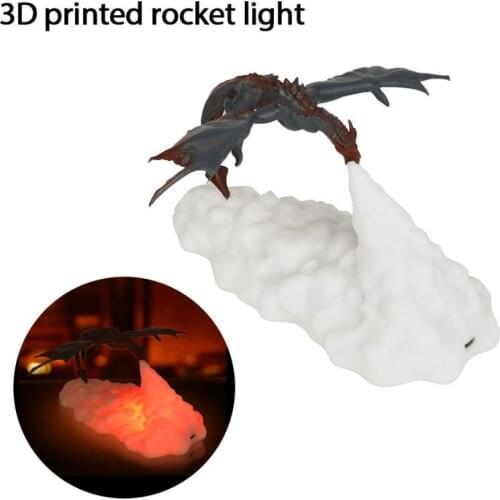 HY Rechargeable 3D Print Dragon Shape Night Light LED Lamps Room Decor Kids Gift Edible And Degradable PLA Creative Night Light