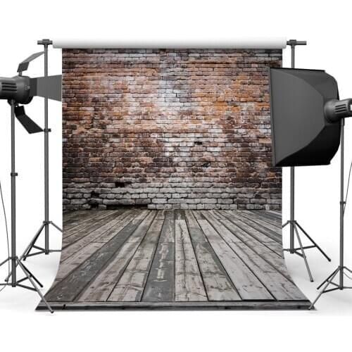 Weathered Grunge Brick Backdrop Gloomy Rustic Stripes Wood Plank Photography Background