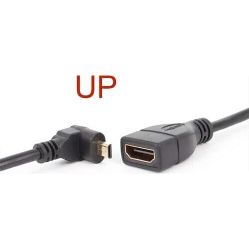 Gold planted HDMI-compatible Female to 90 Degree up Angled Micro HDMI-compatible Male Adapter Cable