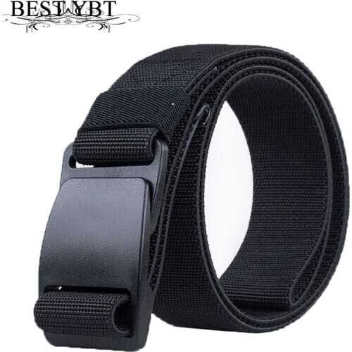 Best YBT Mens Brand Unisex Design Quality Hard Plastic Buckle Belt Man Quality Canvas Elastic Waistband Casual Belts For Men