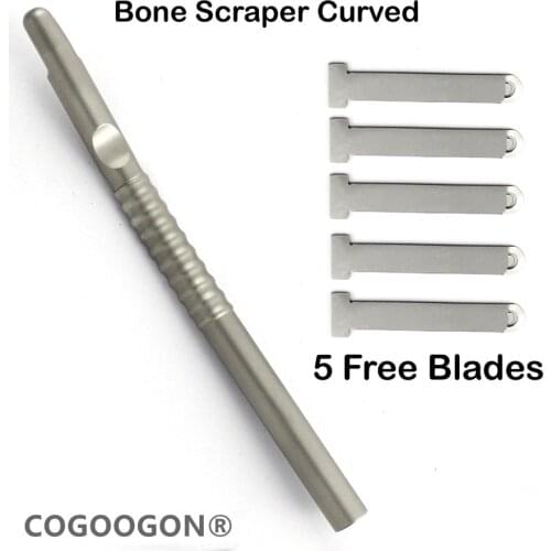 COGOOGON Dental Implant Harvesting Bone Scraper Curved With 5 Free Replaceable Blades