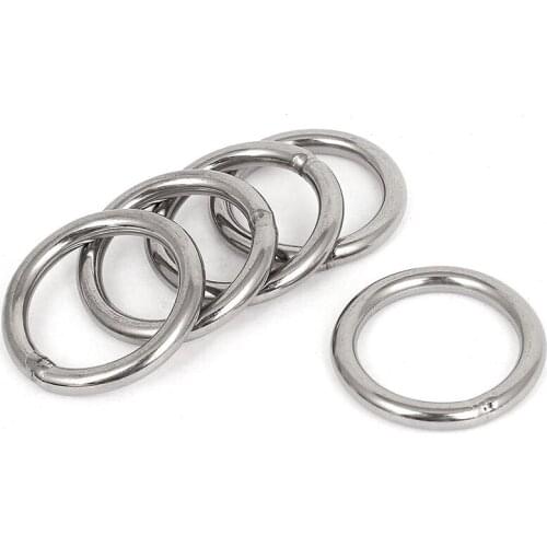 40mm x 5mm Stainless Steel Webbing Strapping Welded O Rings 5 Pcs