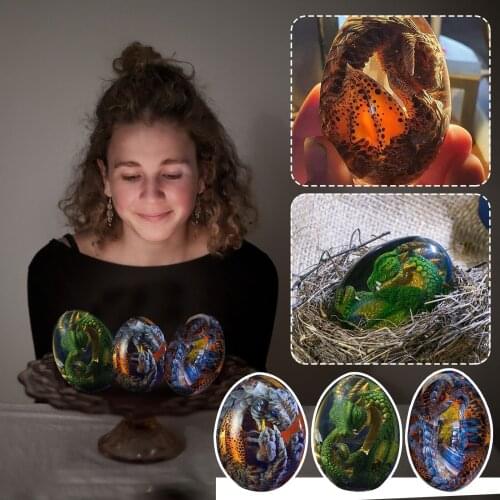 Luminous Lava Dinosaur Egg Souvenir Dream Crystal Transparent Shenlong Pterosaur Embryo Egg Resin Sculpture Desktop Decoration