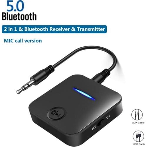 Tebe A2DP Bluetooth 5.0 Receiver & Transmitter Audio Adapter Wireless Stereo Music Adapter With Mic Handsfree For Car Speaker TV