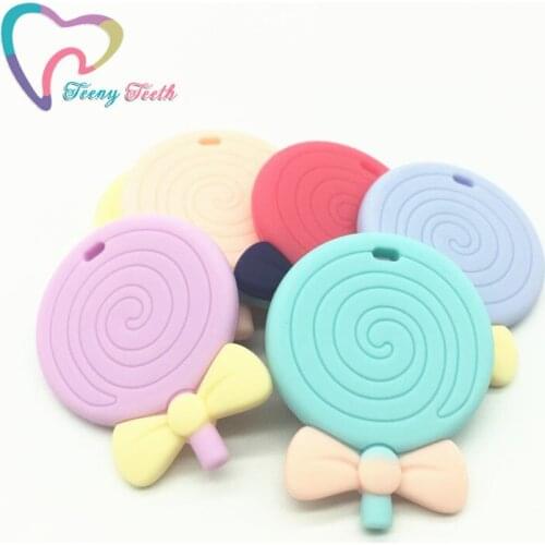 Teeny Teeth 10PCS Candy Colors Silicone Lollipops Pendants DIY Baby Tooth Teether BPA Free Baby Care Lollipops Teether Pendants