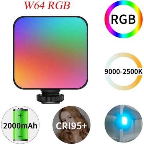 W64 RGB Photographic Lighting RGB LED Video Fill Light 2000mAh Portable Pocket Vlog Smartphone DSLR SLR Lamp VS ulanzi VL49