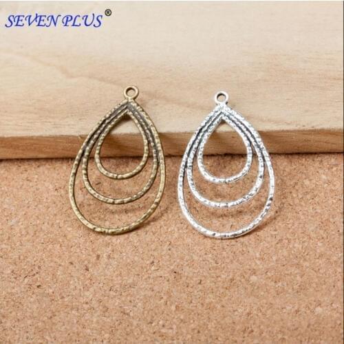Factory Price 50 Pieces/Lot 35mm*21mm Necklaces Pendants Water Drop Alloy Charms