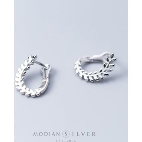Modian Silver 925 Jewelry Tree of Life Hoop Earrings for Women 925 Sterling Silver Leaves Anti-allergy Fine Jewelry Gifts