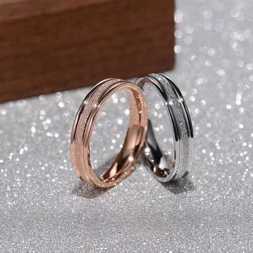 High quality Fashion Simple Scrub Stainless Steel Couples Rings 2 /4/6mm Width Rose Gold Color Finger Gift For Girl Jewelry