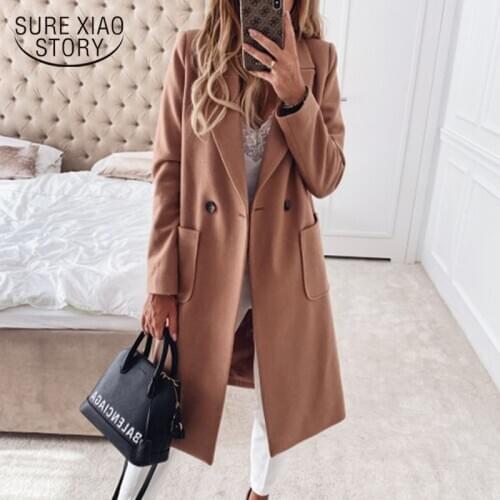 Autumn and Winter New Fashion Simple Long Candy Cashmere Coat Long Coat Women Cashmere Coat Thick Coat Oversized Outwears 12644