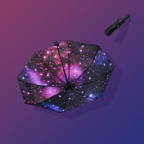 Personality Star Umbrella For Man Sunny&Rainy Umbrella Womans Folding Sun Umbrella Sunscreen Automatic Black Parasols