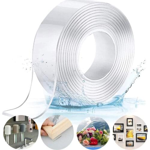 1/3/5M Nano Tracsless Tape Double Sided Tape Transparent No Trace Reusable Waterproof Adhesive Tape Cleanable Home