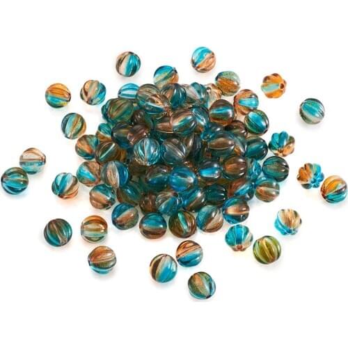 200pcs Colorful Two Tone Transparent Spray Painted Acrylic Corrugated Round Beads for Jewelry Making DIY Bracelet Earring Decor